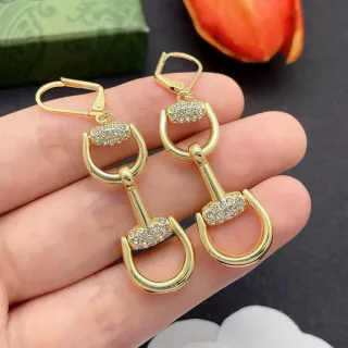 Gold-Tone Crystal Snaffle-Bit Lever-Back Earrings