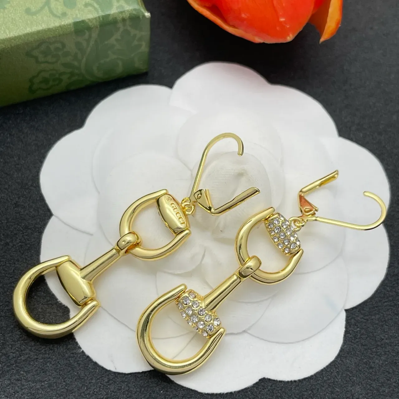 Gold-Tone Crystal Snaffle-Bit Lever-Back Earrings 4