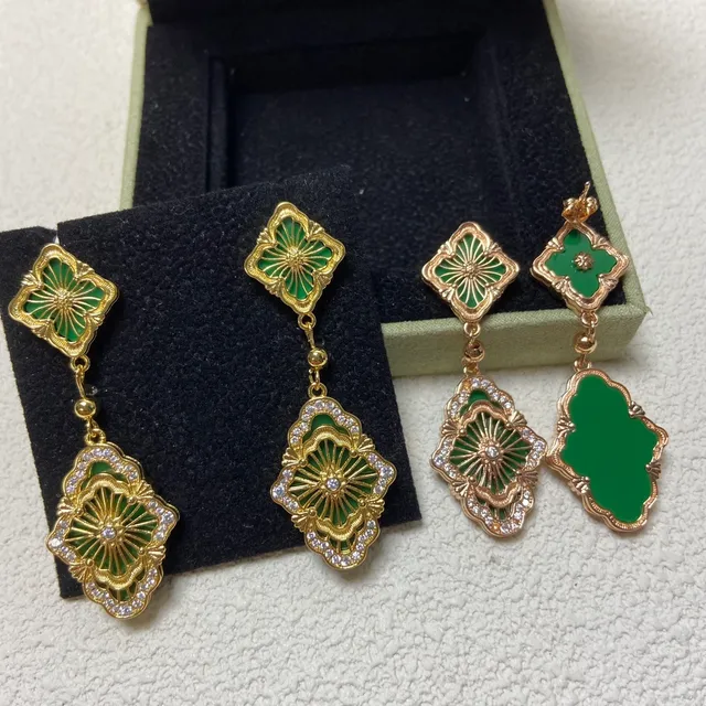 Gold-Tone Filigree Enamel Crystal Drop Earrings 4