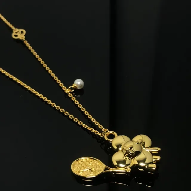 Gold-Tone Floral and Tennis Racket Charm Necklace 3