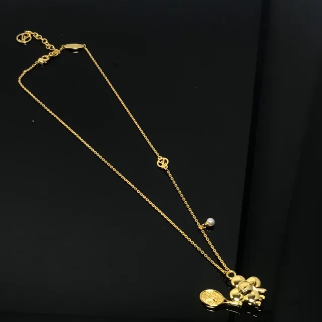 Gold-Tone Floral and Tennis Racket Charm Necklace 4