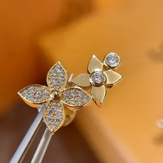 Gold-Tone Floral Pavé Earrings