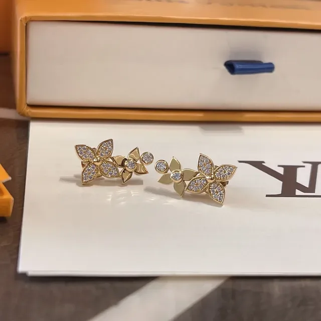 Gold-Tone Floral Pavé Earrings 3