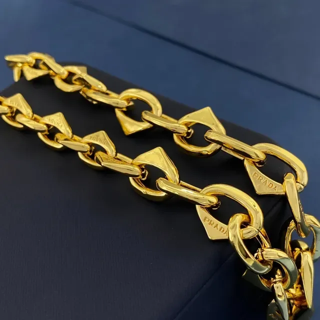 Gold-Tone Geometric Link Chain Necklace 2