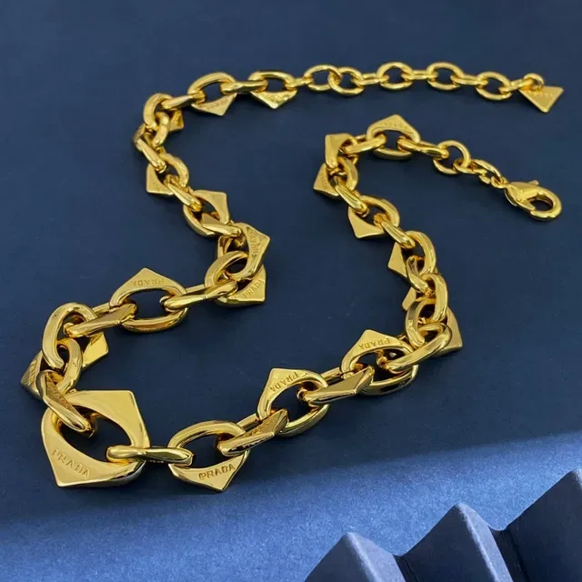 Gold-Tone Geometric Link Chain Necklace 3