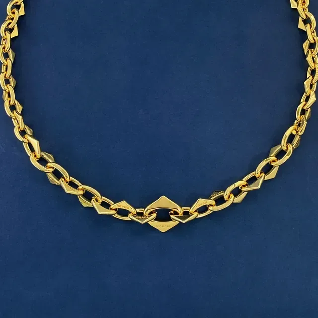 Gold-Tone Geometric Link Chain Necklace 6
