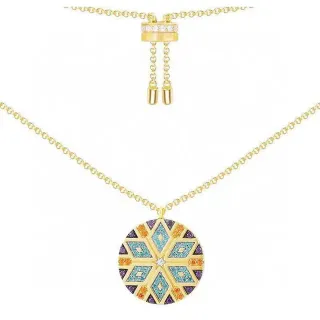 Collier pendentif mosaïque géométrique en ton doré