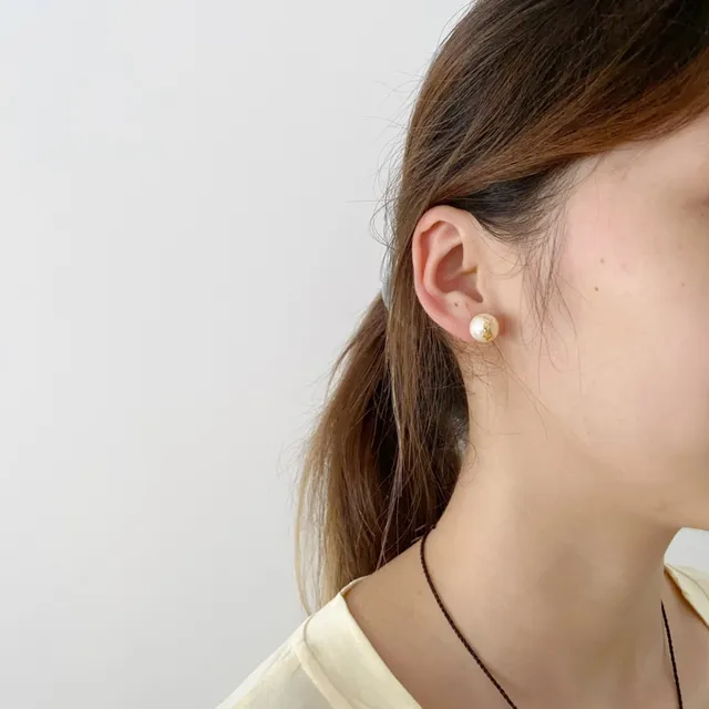 Gold-Tone Monogram Pearl Stud Earrings 2