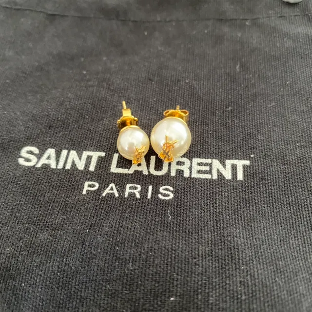 Gold-Tone Monogram Pearl Stud Earrings 7