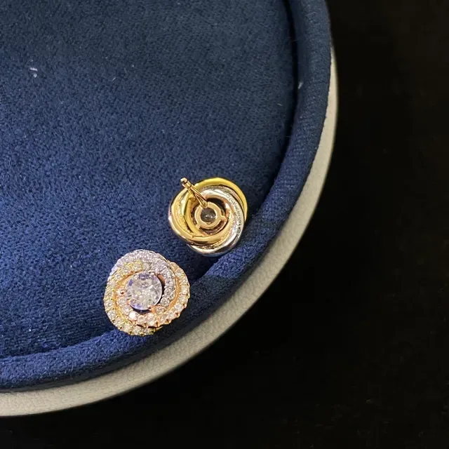 Gold-Tone Multi-Tier Pavé Halo Stud Earrings 4