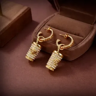 Gold-Tone Pavé-Crystal Cylinder Hoop Earrings