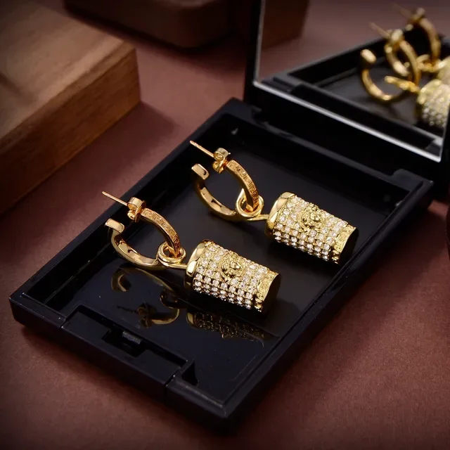 Gold-Tone Pavé-Crystal Cylinder Hoop Earrings 7