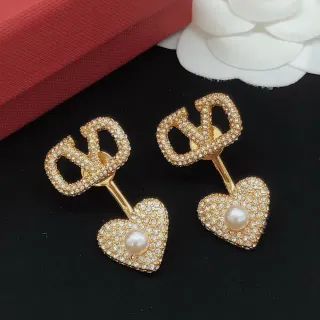 Gold-Tone Pavé Crystal Heart Pearl Double-Sided Earrings