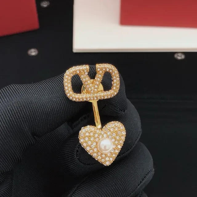 Gold-Tone Pavé Crystal Heart Pearl Double-Sided Earrings 2