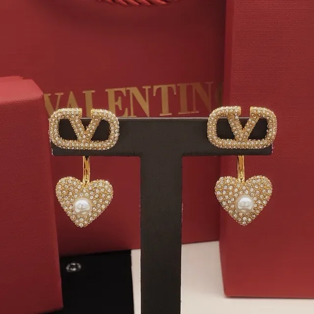 Gold-Tone Pavé Crystal Heart Pearl Double-Sided Earrings 3