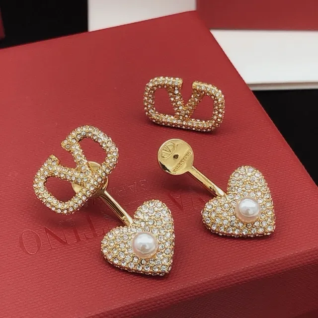 Gold-Tone Pavé Crystal Heart Pearl Double-Sided Earrings 4