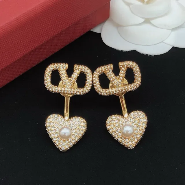Gold-Tone Pavé Crystal Heart Pearl Double-Sided Earrings 6