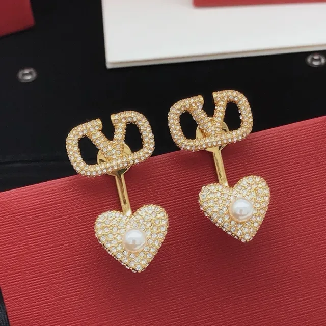 Gold-Tone Pavé Crystal Heart Pearl Double-Sided Earrings 8
