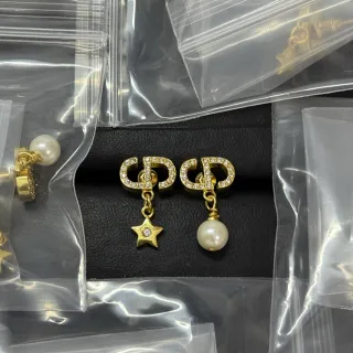 Gold-Tone Pavé Crystal Pearl and Star Charm Mismatched Earrings