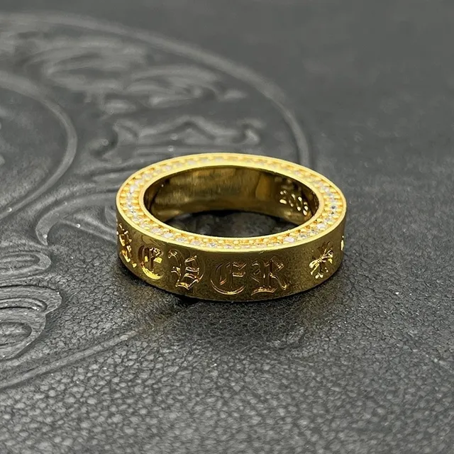Gold-Tone Pavé-Set Engraved Wide Band Ring 2