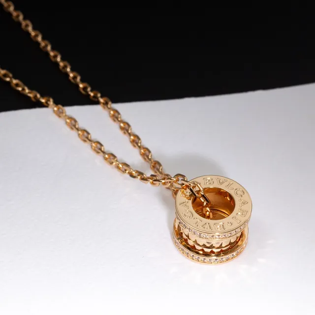 Gold-Tone Pavé-Set Stacked Cylinder Pendant Necklace 3