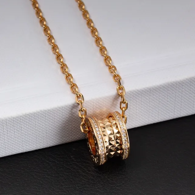 Gold-Tone Pavé-Set Stacked Cylinder Pendant Necklace 6