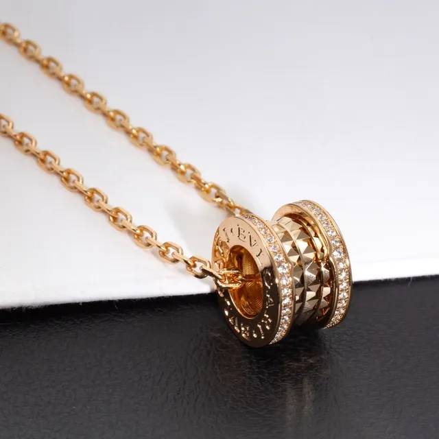 Gold-Tone Pavé-Set Stacked Cylinder Pendant Necklace 7