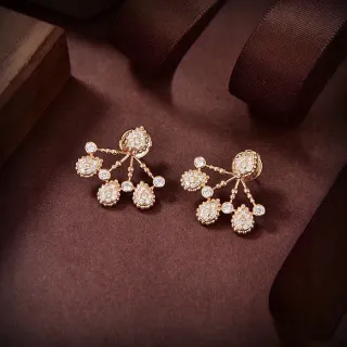 Gold-Tone Pavé Teardrop Chandelier Earrings