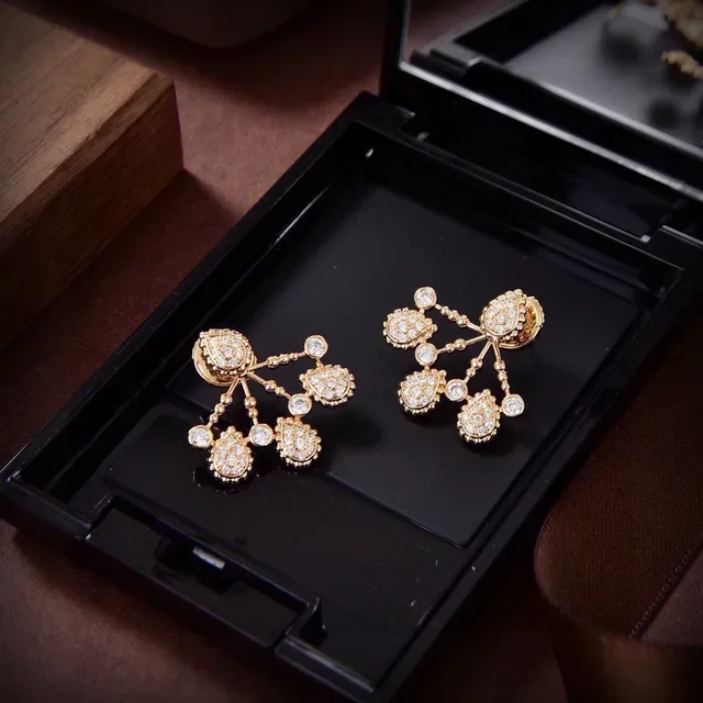 Gold-Tone Pavé Teardrop Chandelier Earrings 2