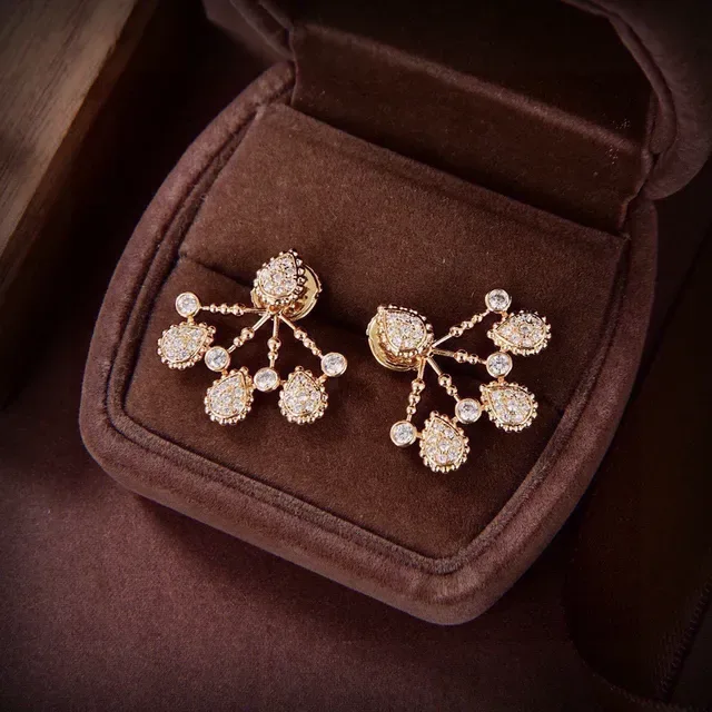 Gold-Tone Pavé Teardrop Chandelier Earrings 3