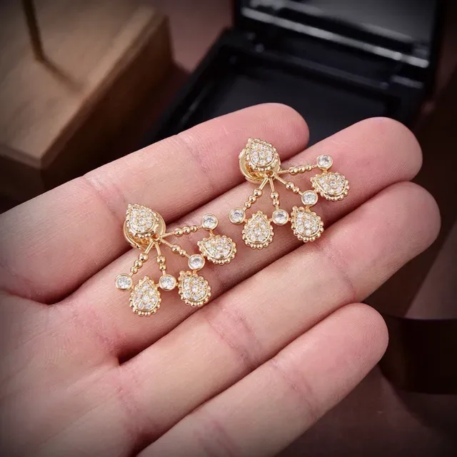 Gold-Tone Pavé Teardrop Chandelier Earrings 4