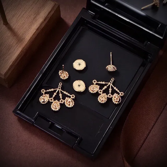 Gold-Tone Pavé Teardrop Chandelier Earrings 5