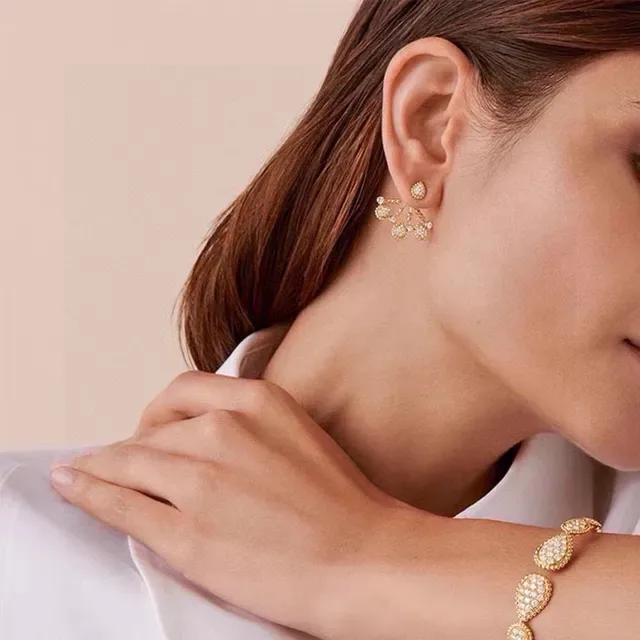 Gold-Tone Pavé Teardrop Chandelier Earrings 6