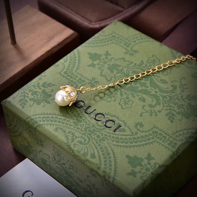 Gold-Tone Pearl and Crystal Letter Charm Multi-Drop Necklace 5