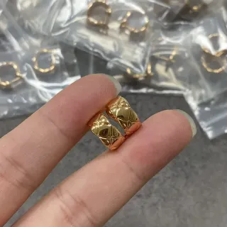 Gold-Tone Quilted Hinged Hoop Earrings