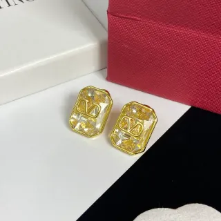 Gold-Tone Rectangular Crystal Monogram Stud Earrings