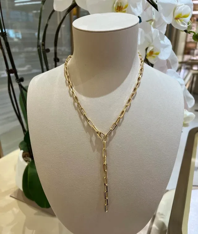 Gold-Tone Rectangular Link Chain Necklace 6