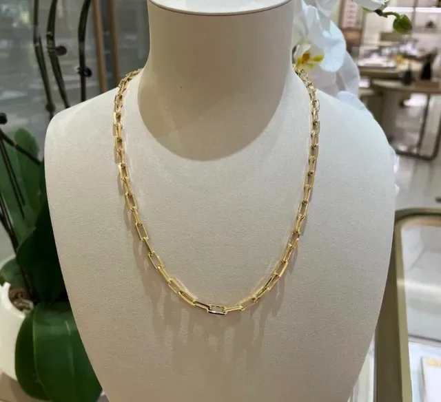 Gold-Tone Rectangular Link Chain Necklace 7