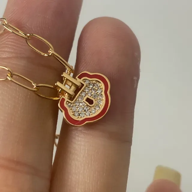 Gold-Tone Red Enamel Pavé Crystal Lock Pendant Necklace 4