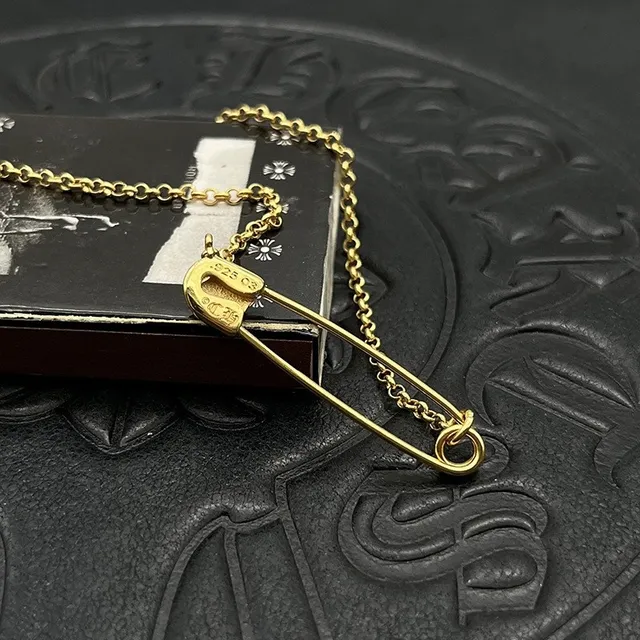 Gold-Tone Safety-Pin Floral Pendant Necklace 6