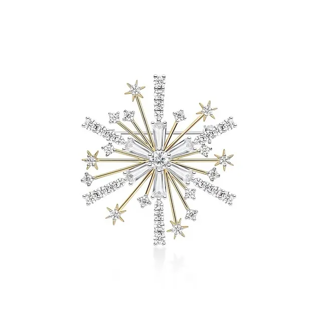 Gold-Tone Starburst Crystal Brooch 2