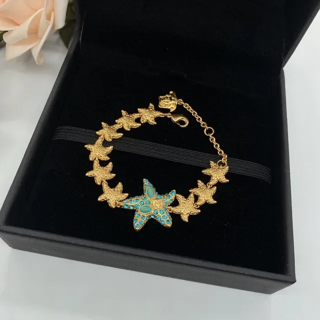 Gold-Tone Starfish Crystal Charm Bracelets 4