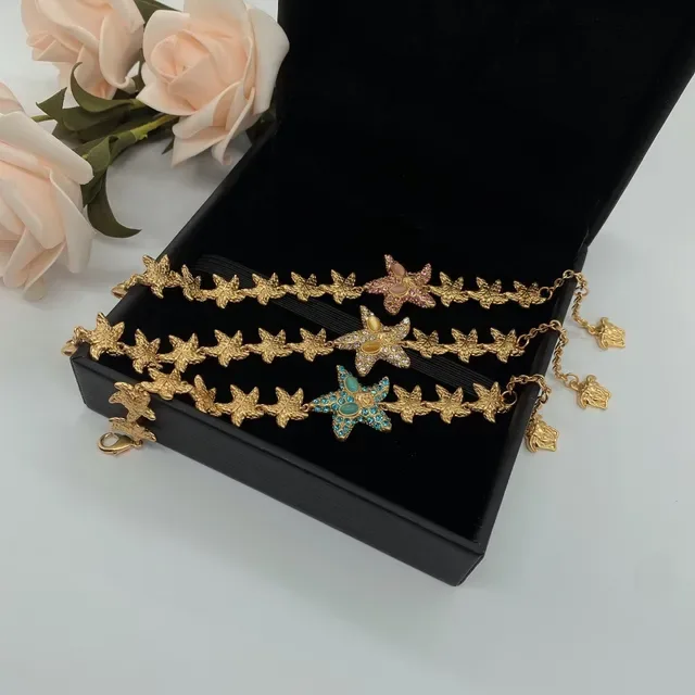 Gold-Tone Starfish Crystal Charm Bracelets 7