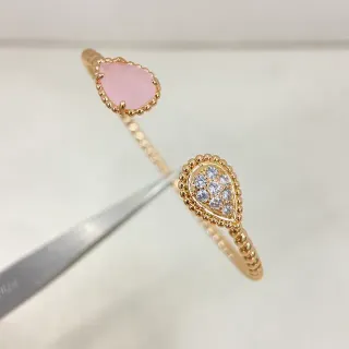 حلقات ذهبية قطرة خرزية بافيه وردي حجر