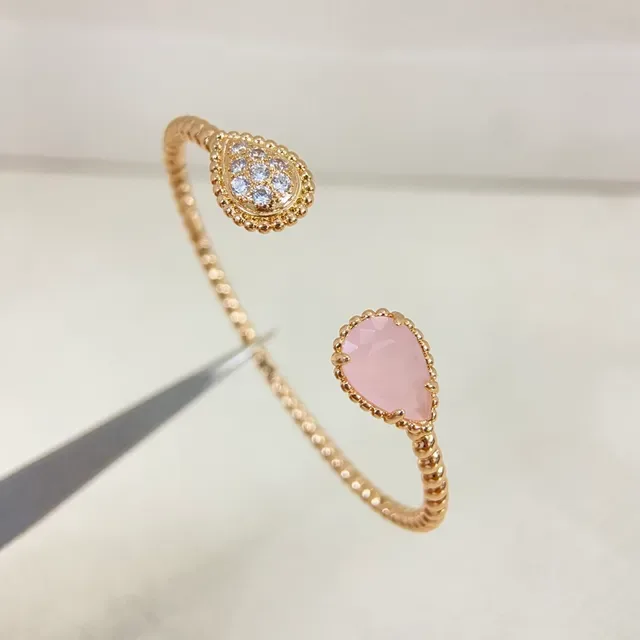 Gold-Tone Teardrop Beaded Bezels Pavé and Pink Stone Rings 3