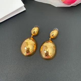 Gold-Tone Two-Tier Oval Dangling Earrings