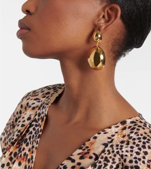Gold-Tone Two-Tier Oval Dangling Earrings 2