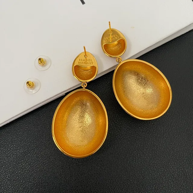 Gold-Tone Two-Tier Oval Dangling Earrings 3