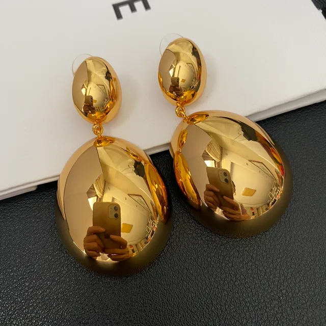 Gold-Tone Two-Tier Oval Dangling Earrings 5