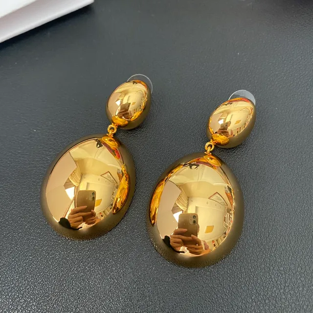 Gold-Tone Two-Tier Oval Dangling Earrings 6